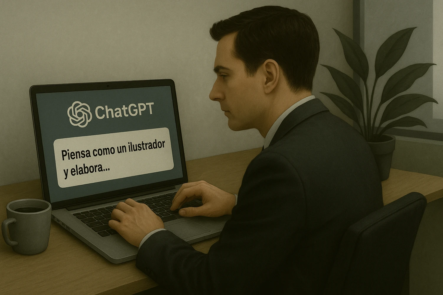 Un ejecutivo redactando un prompt dentro de ChatGPT