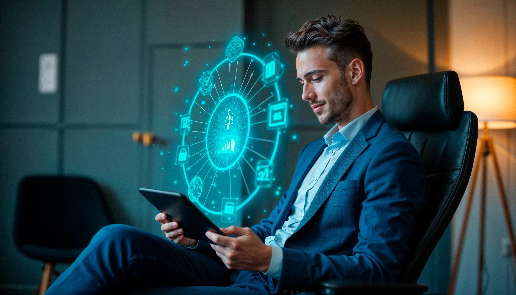 Ejecutivo de empresa utilizando IA